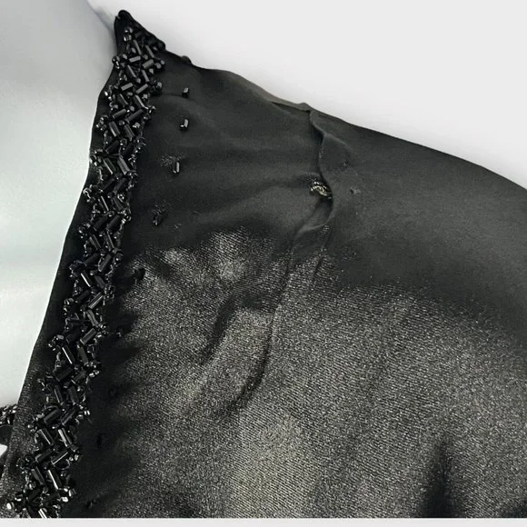 Antique Victorian Fortune Teller Topper Dress Top Black Satin Beaded & Tassels - Picture 6 of 16